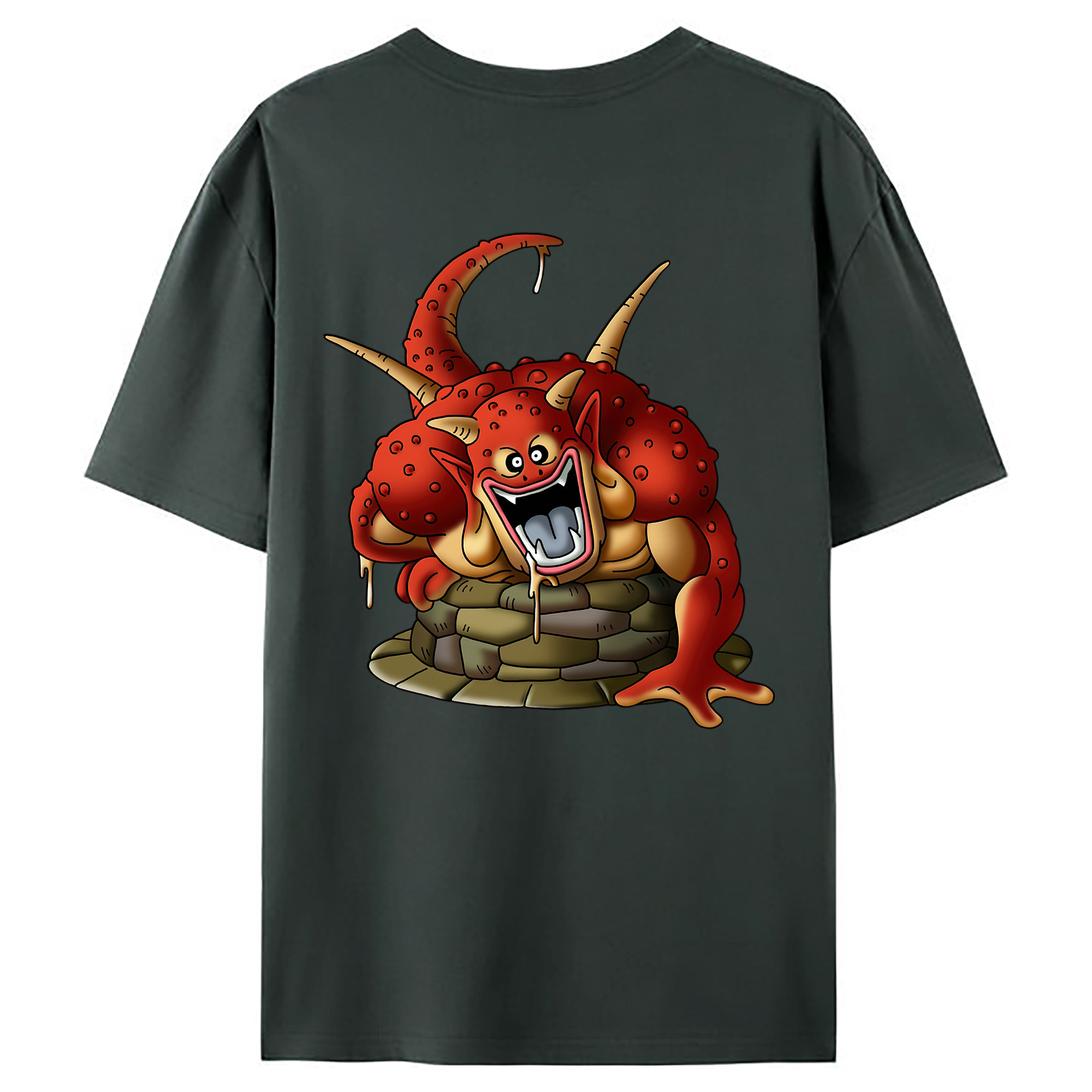 （画像用） ドラゴンクエスト Doragon Kuesuto Dragon Quest 綿100％ メンズ半袖Tシャツ（バックプリント） 通気性
